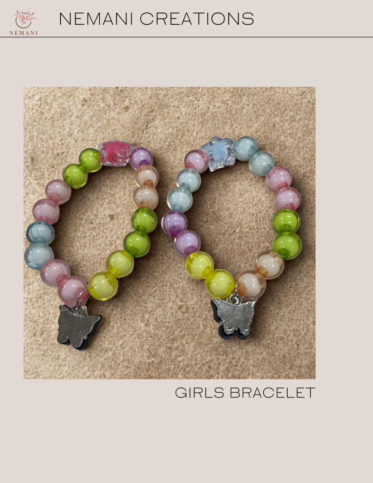 Pastel Butterfly Bracelets (Set of 2)