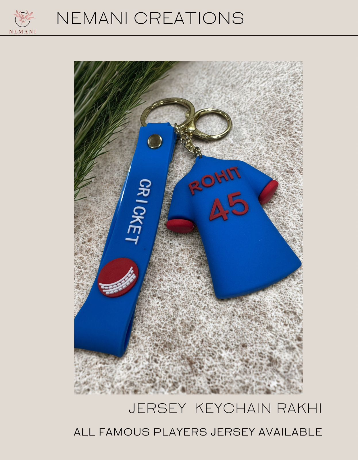 Rohit Cricket Jersey Keychain Rakhi