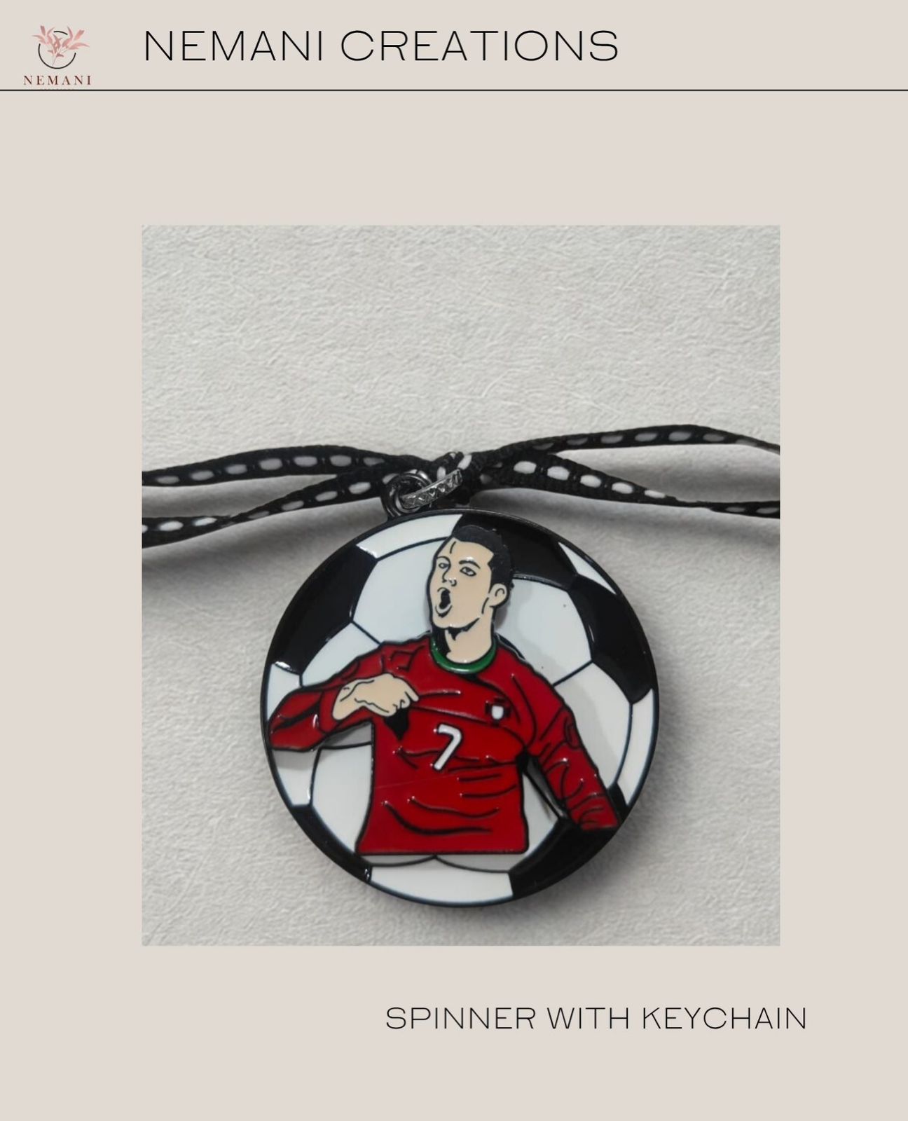 Ronaldo Football Spinner Keychain Rakhi