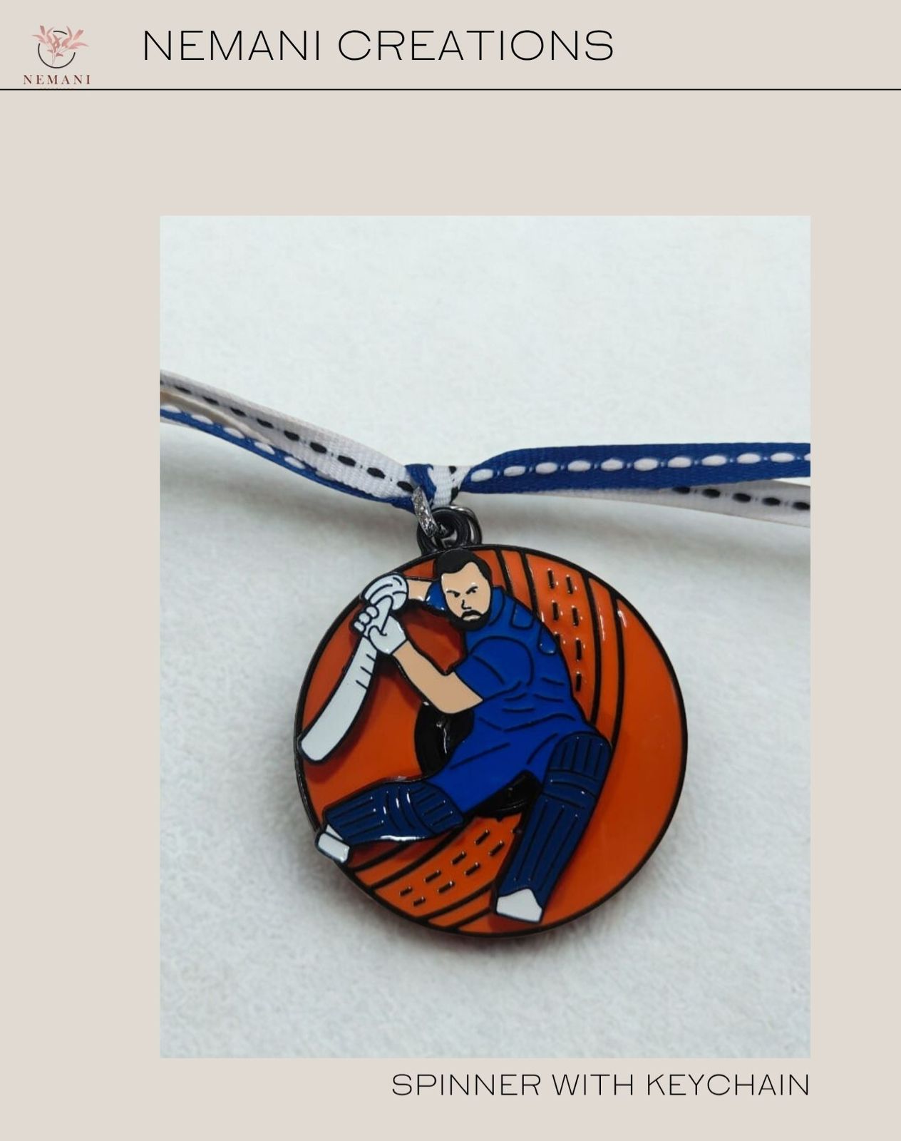 Cricketer Action Spinner Keychain Rakhi