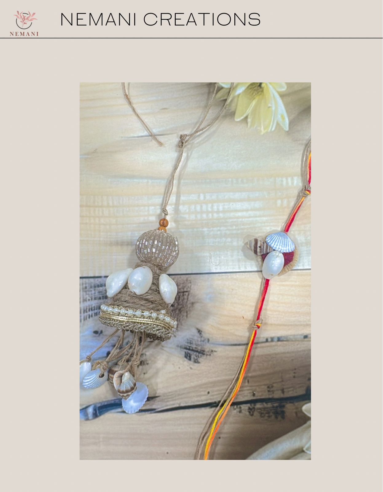 Rustic Seashell & Jute Lumba Rakhi Set