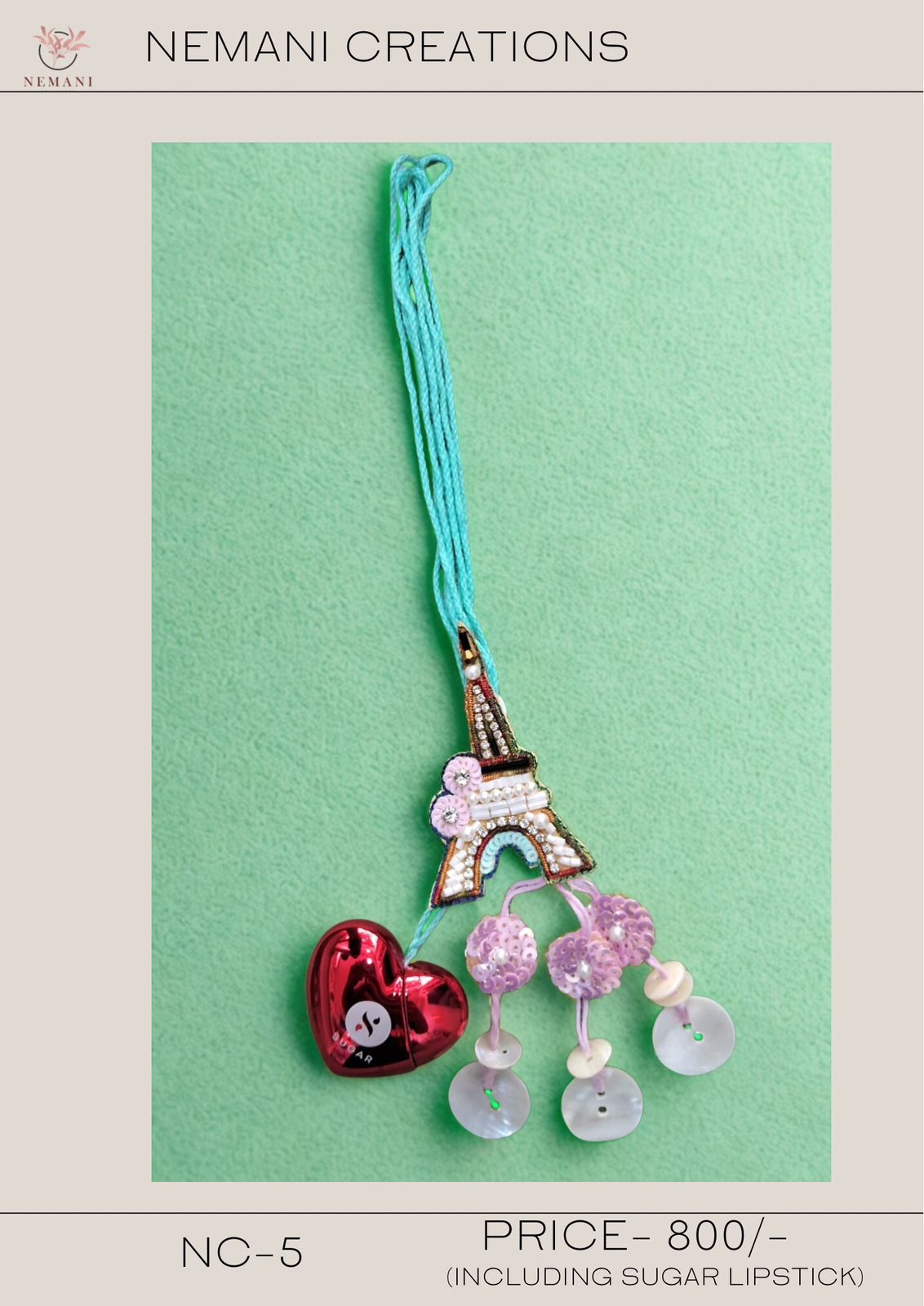 Parisian Romance Eiffel Tower Rakhi with Lipstick