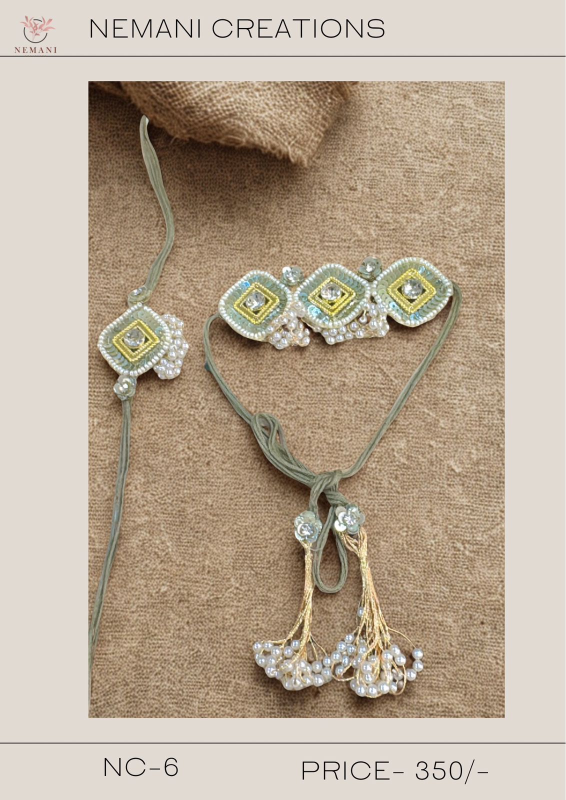 Geometric Pearl Lumba Rakhi Set