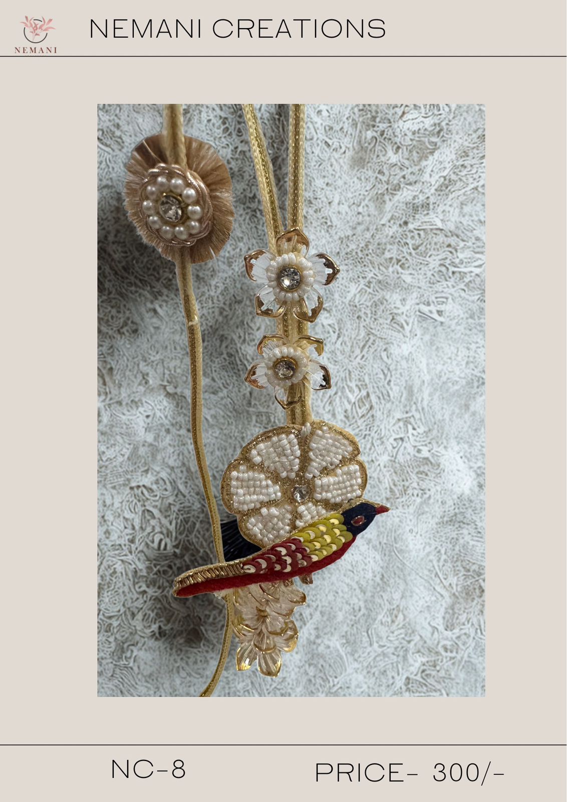 Beaded Bird & Blossom Lumba Rakhi Set