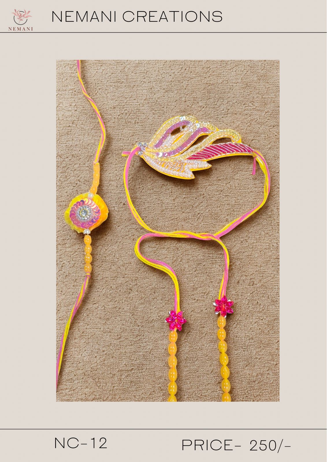 Radiant Peacock Feather Lumba Rakhi Set