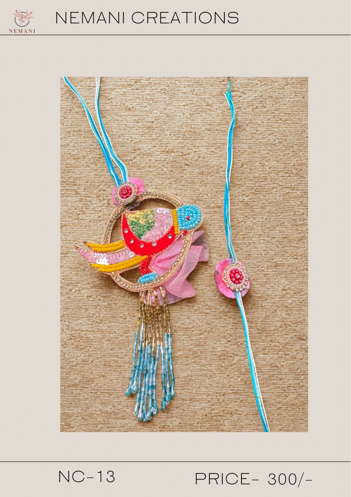 Whimsical Bird Lumba Rakhi Set