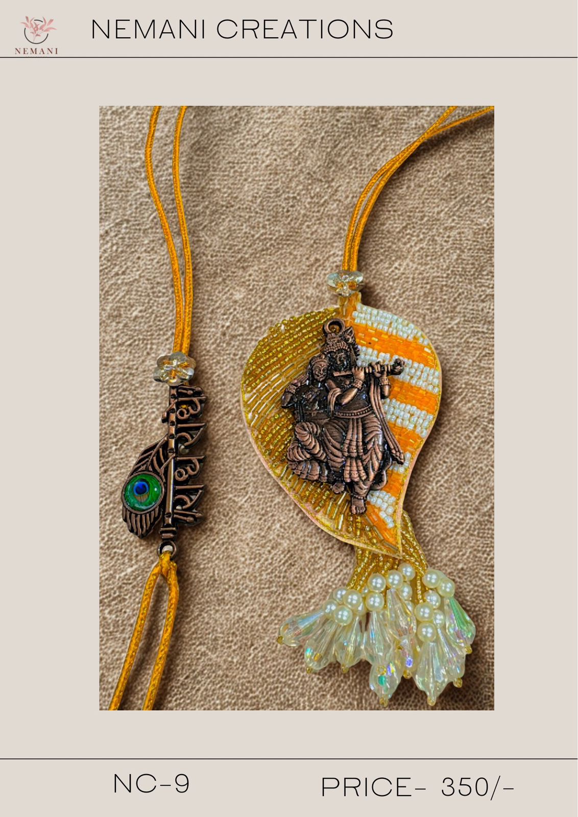 Radha Krishna Leaf Lumba Rakhi Set