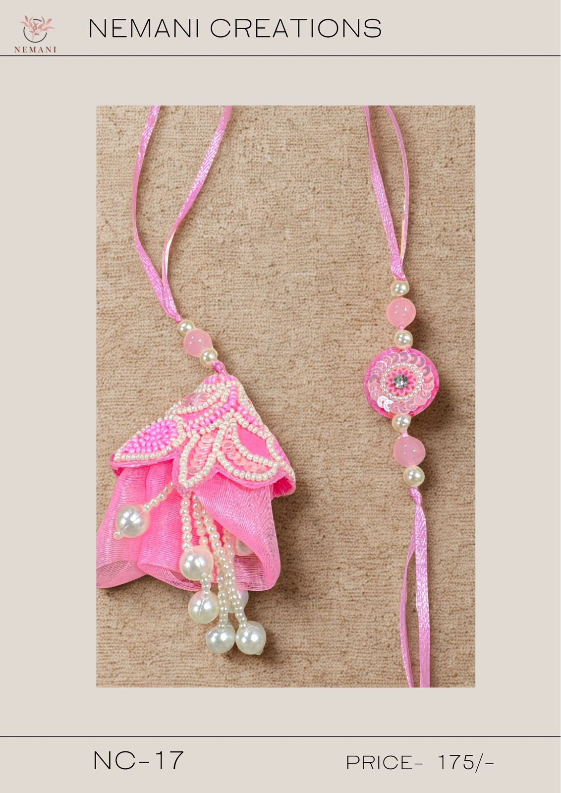 Pink Petal Lumba Rakhi Set