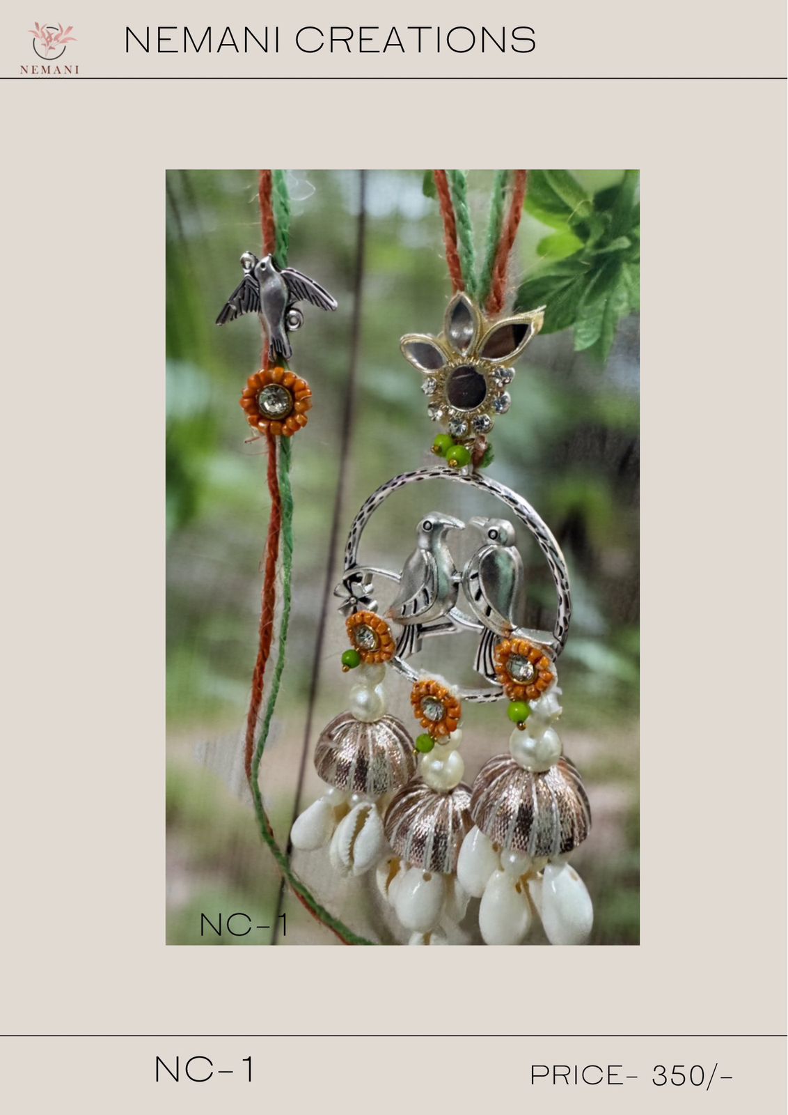 Love Birds & Seashell Lumba Rakhi Set