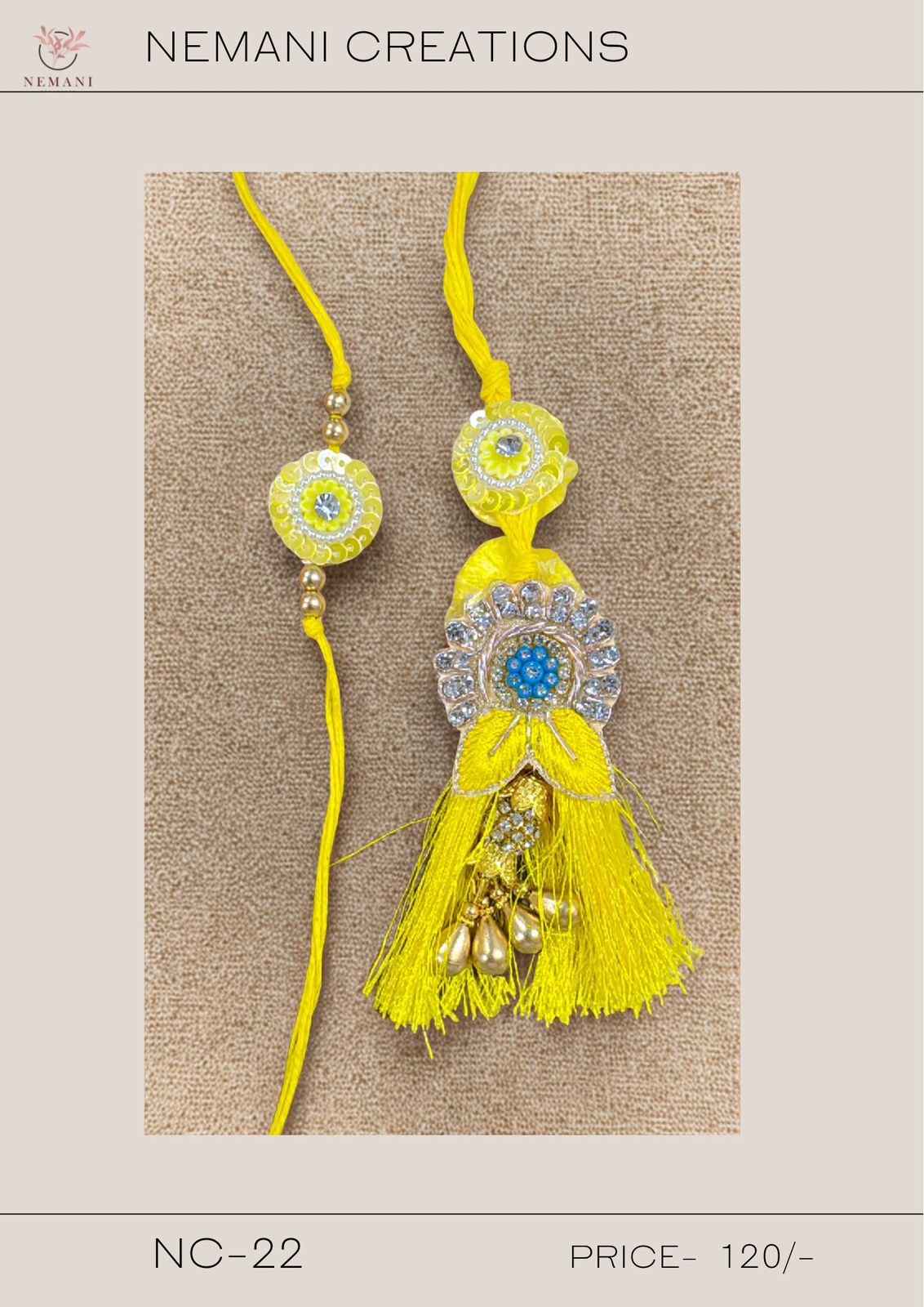 Sunshine Tassel Lumba Rakhi Set