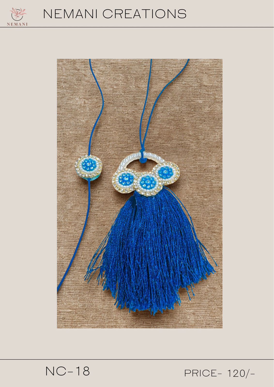 Royal Blue Cloud Lumba Rakhi Set