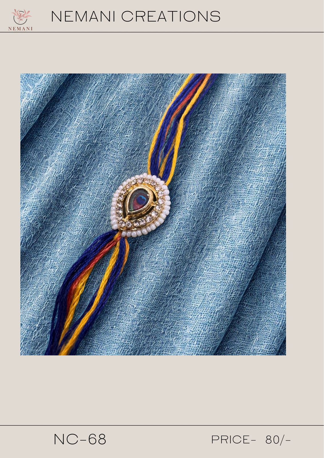 Golden Teardrop Rakhi