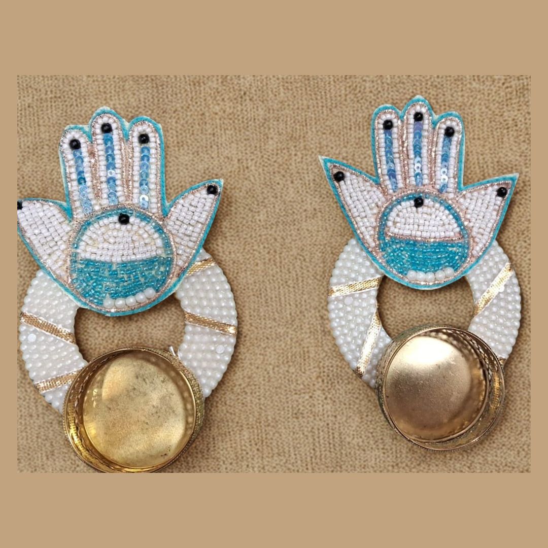 Hamsa Hand Candle Holder Pair