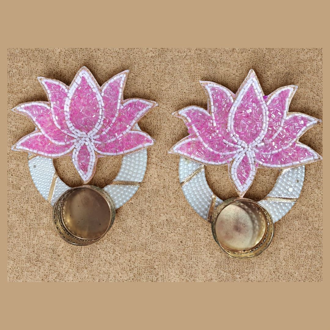 Pink Lotus Candle Holder Pair